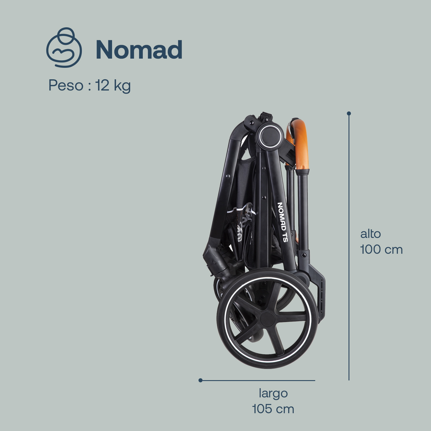 Foto 8 pulgar | Carriola Portabebe Bebesit Nomad Carriola Baston Plegable