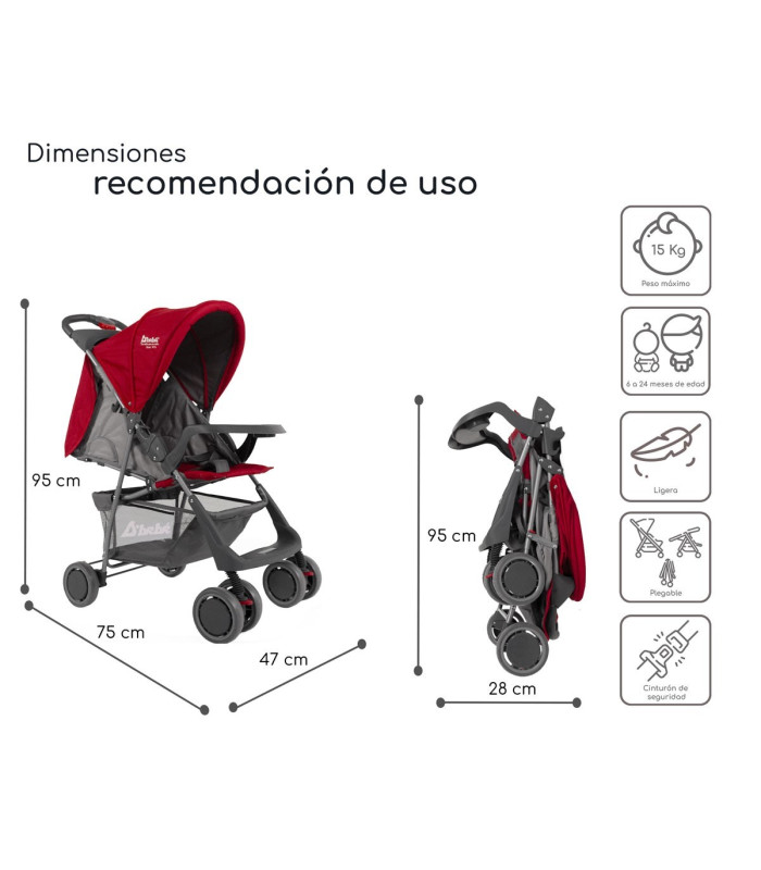 Foto 5 pulgar | Carriola D bebé CITI-2023 Ultra Plegable con Charola 6 a 24 Meses 15 KG Rojo