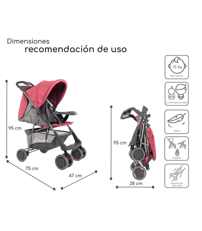 Foto 5 pulgar | Carriola D bebé CITI-2023 Ultra Plegable con Charola 6 a 24 Meses 15 KG Rosa