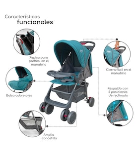 Foto 2 | Carriola D bebé CITI-2023 Ultra Plegable con Charola 6 a 24 Meses 15 KG Azul