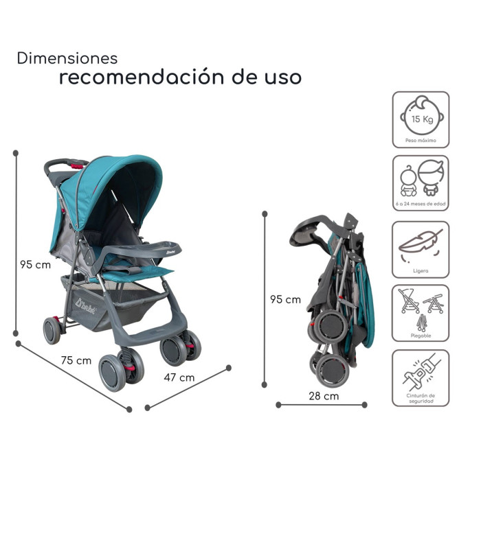 Foto 5 pulgar | Carriola D bebé CITI-2023 Ultra Plegable con Charola 6 a 24 Meses 15 KG Azul