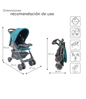 Foto 4 | Carriola D bebé CITI-2023 Ultra Plegable con Charola 6 a 24 Meses 15 KG Azul