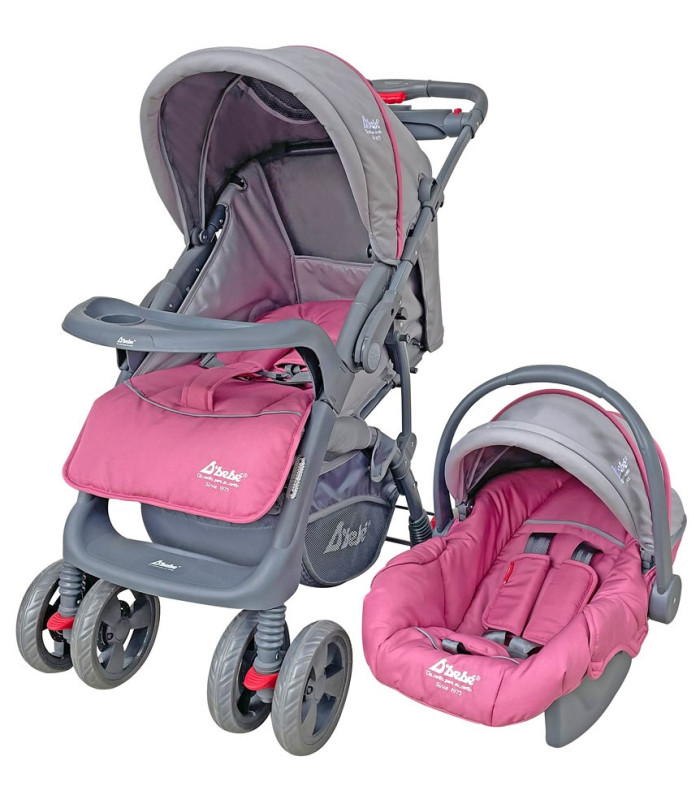 Carriola para Bebé + Autoasiento Dbebé Reversible y Reclinable Rosa