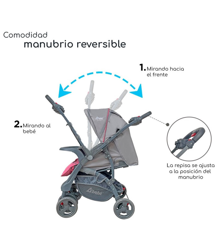 Foto 3 | Carriola para Bebé + Autoasiento Dbebé Reversible y Reclinable Rosa