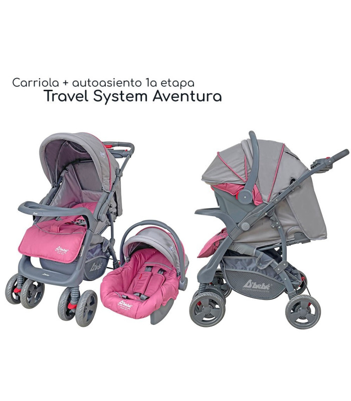 Foto 6 | Carriola para Bebé + Autoasiento Dbebé Reversible y Reclinable Rosa