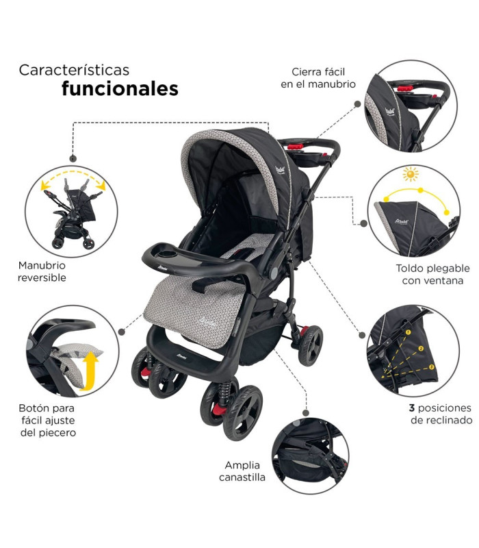 Foto 2 | Carriola para Bebé + Autoasiento Dbebé Reversible y Reclinable Negro