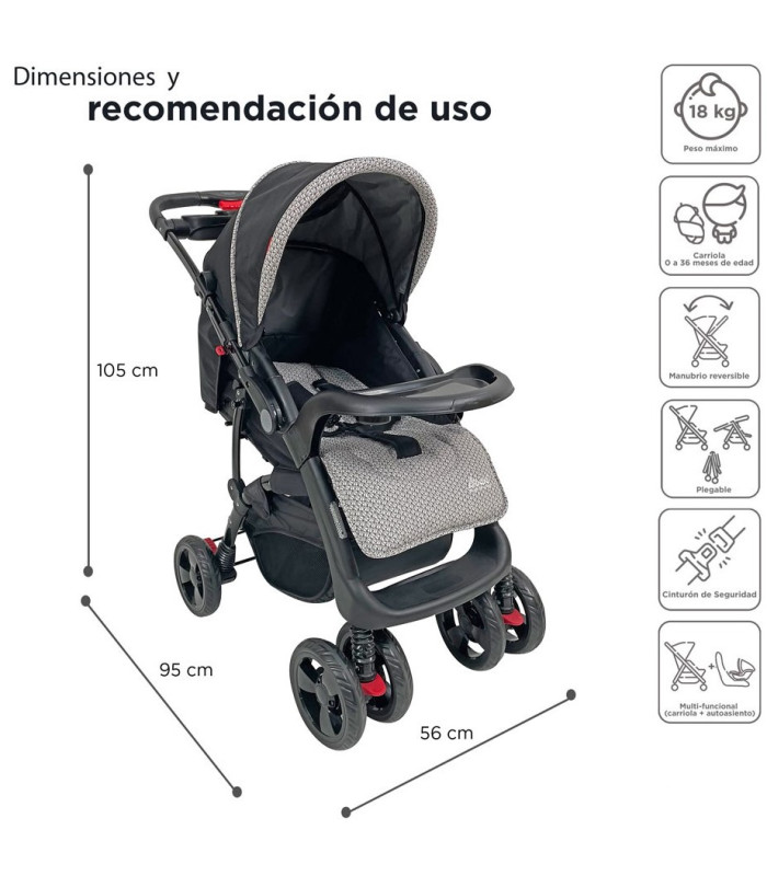 Foto 5 pulgar | Carriola para Bebé + Autoasiento Dbebé Reversible y Reclinable Negro