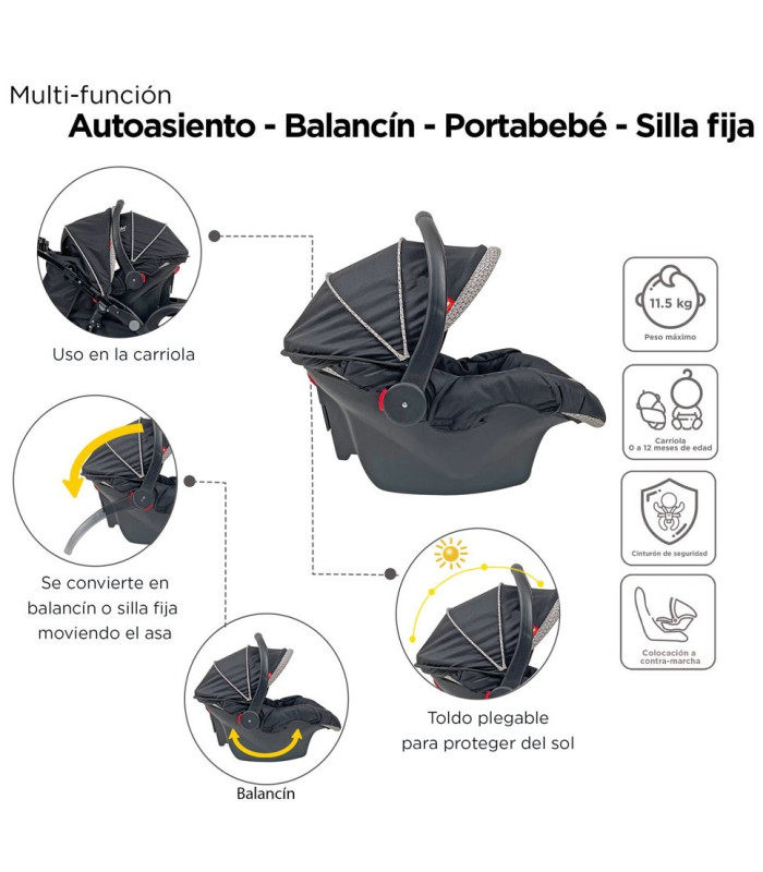 Foto 5 | Carriola para Bebé + Autoasiento Dbebé Reversible y Reclinable Negro