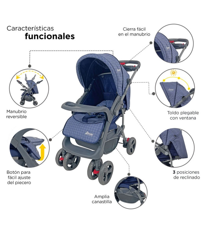 Foto 3 pulgar | Carriola para Bebé + Autoasiento Dbebé Reversible y Reclinable Azul