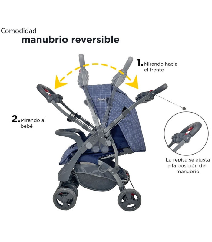 Foto 4 pulgar | Carriola para Bebé + Autoasiento Dbebé Reversible y Reclinable Azul