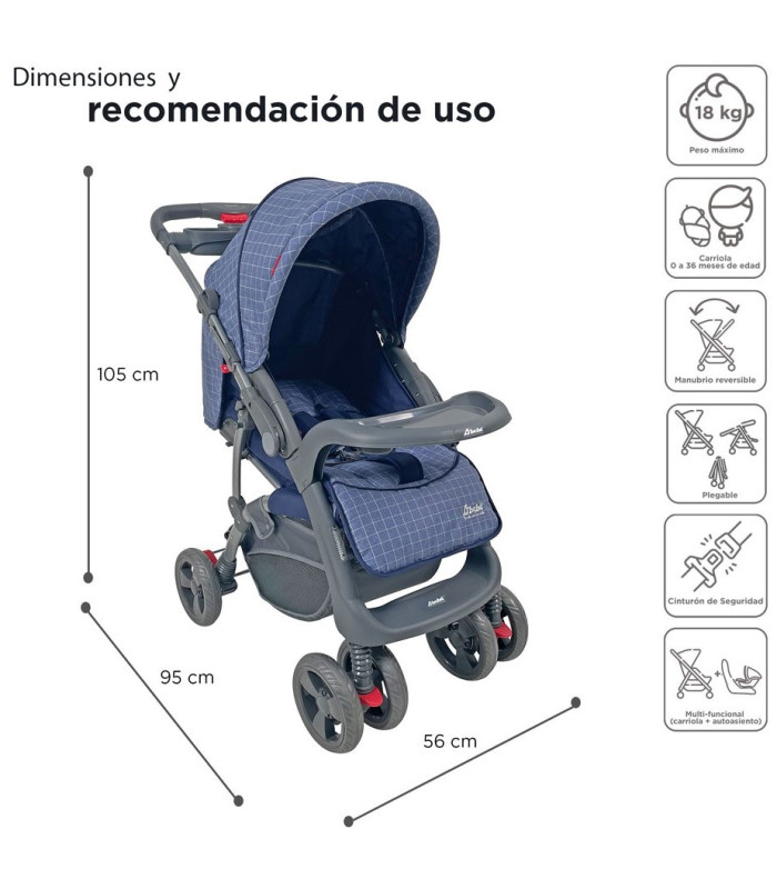 Foto 5 pulgar | Carriola para Bebé + Autoasiento Dbebé Reversible y Reclinable Azul