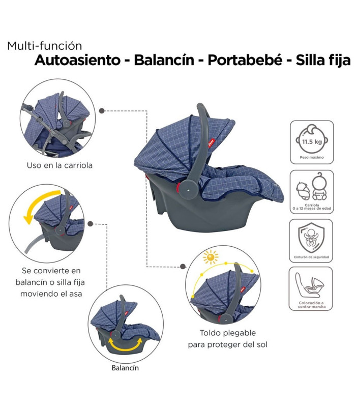 Foto 6 pulgar | Carriola para Bebé + Autoasiento Dbebé Reversible y Reclinable Azul