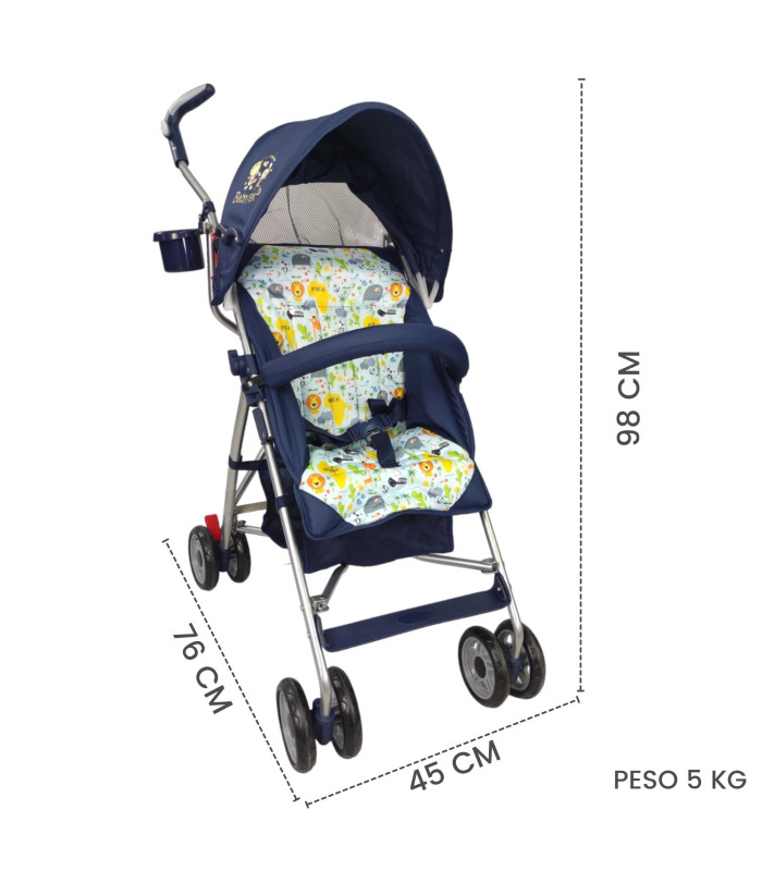 Foto 5 pulgar | Carriola Para Bebe De Baston 502B Compacta,plegable,ligera,reclinable Azul