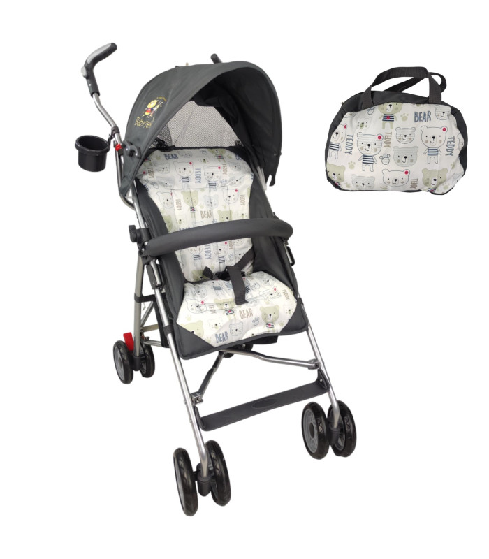 Carriola Para Bebe De Baston 502B Compacta,plegable,ligera,reclinable Gris