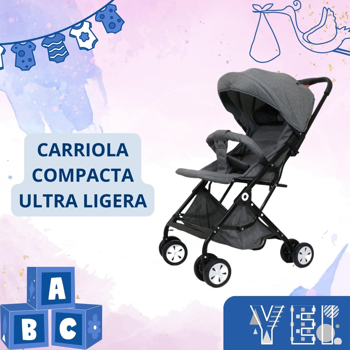 Foto 2 | Carriola Plegable Yei YEI-CLIN01GY Ultra Ligera Gris