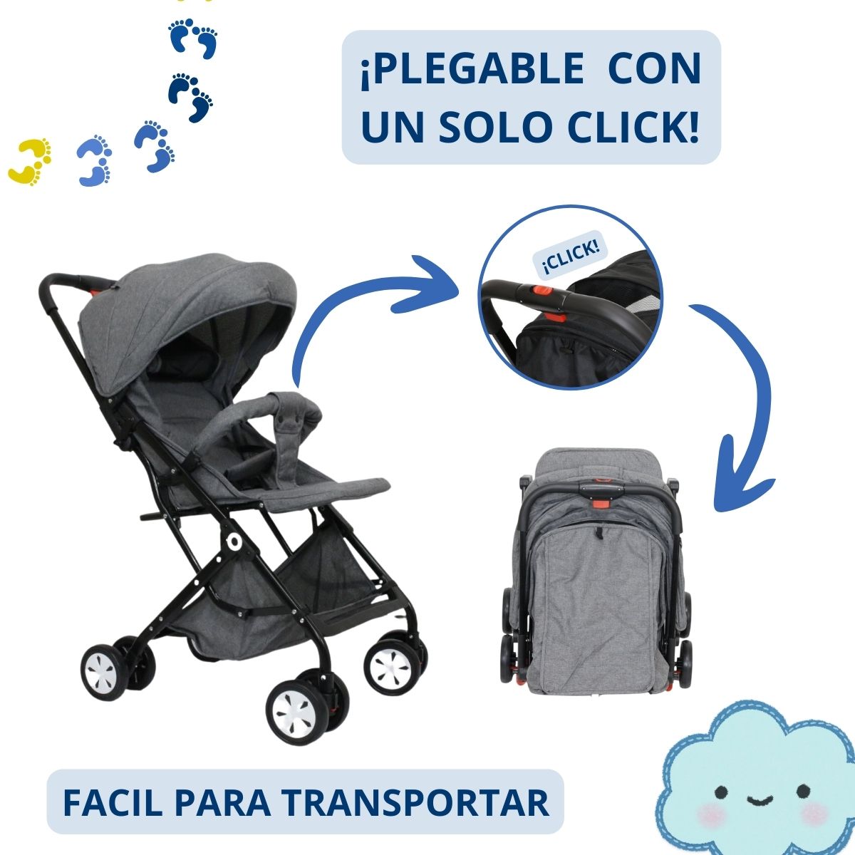 Foto 5 | Carriola Plegable Yei YEI-CLIN01GY Ultra Ligera Gris