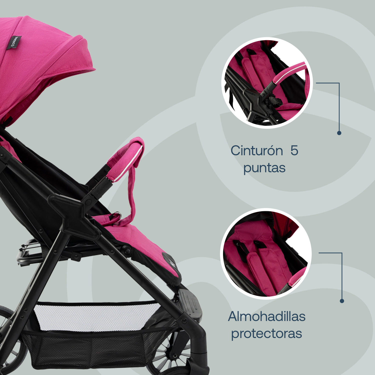 Foto 4 pulgar | Carriola Bebesit Sprint Carriola De Baston Plegable Paseo Color Rosa