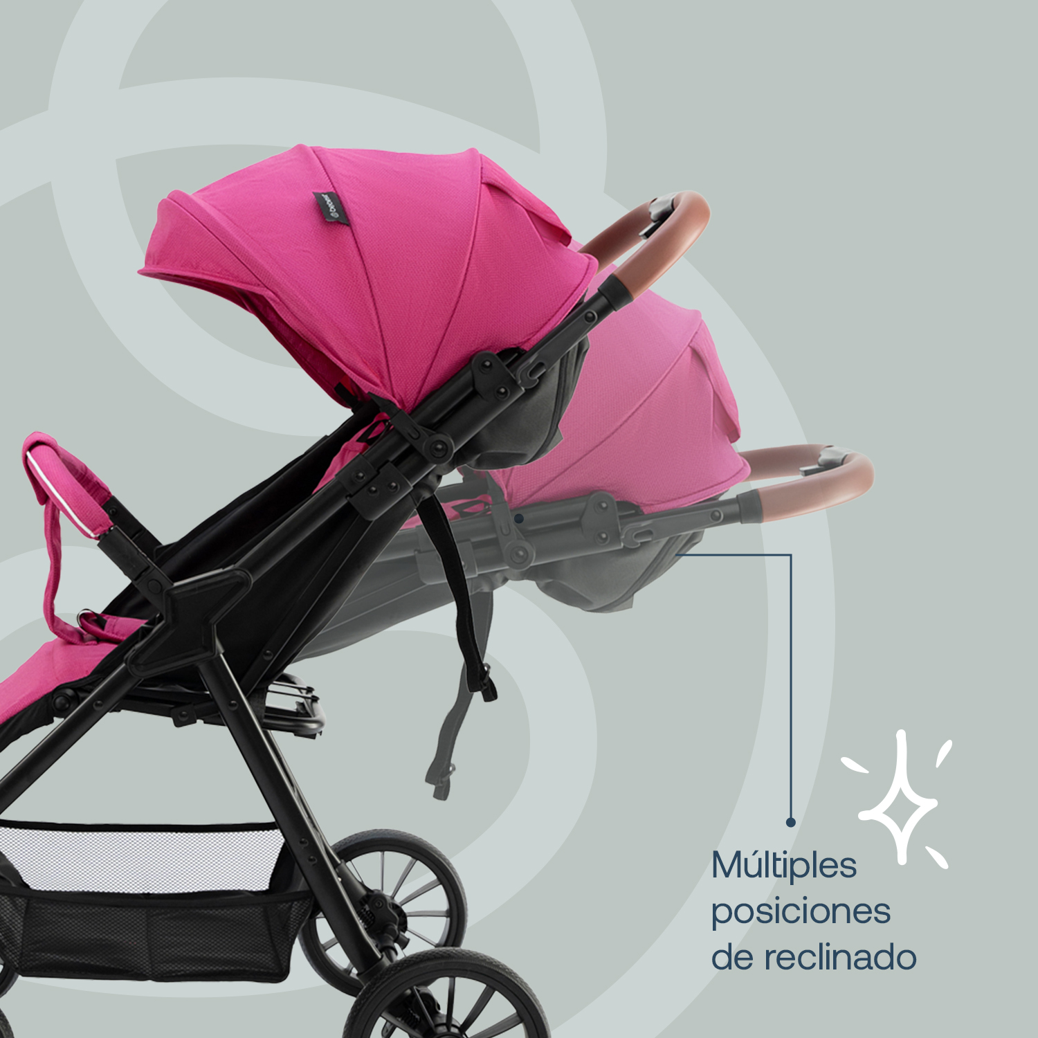 Foto 6 pulgar | Carriola Bebesit Sprint Carriola De Baston Plegable Paseo Color Rosa