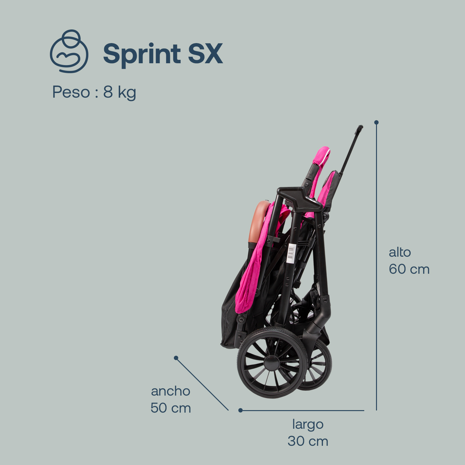 Foto 8 pulgar | Carriola Bebesit Sprint Carriola De Baston Plegable Paseo Color Rosa