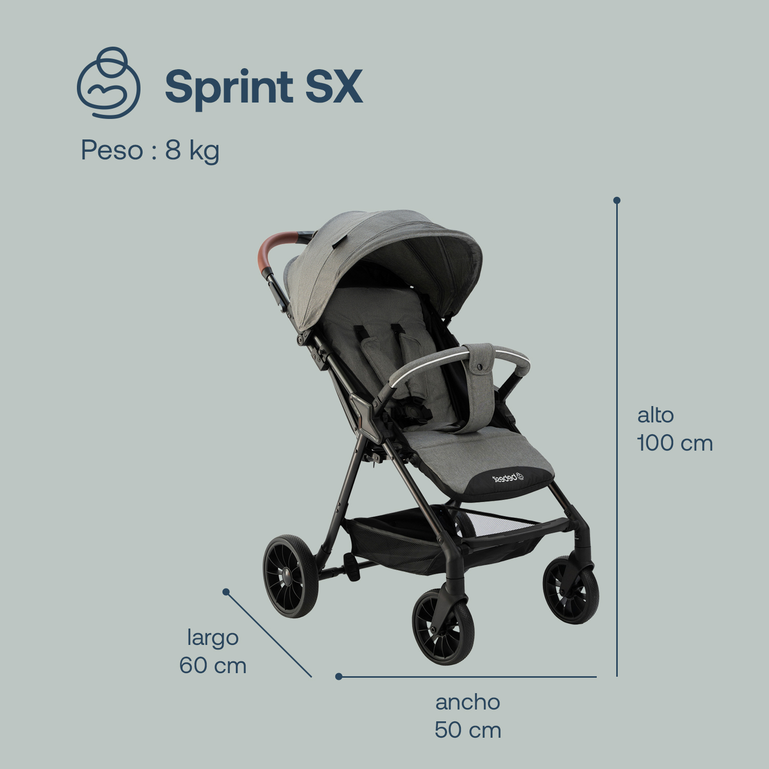 Foto 8 | Carriola Bebesit Sprint Carriola De Baston Plegable Paseo Color Gris