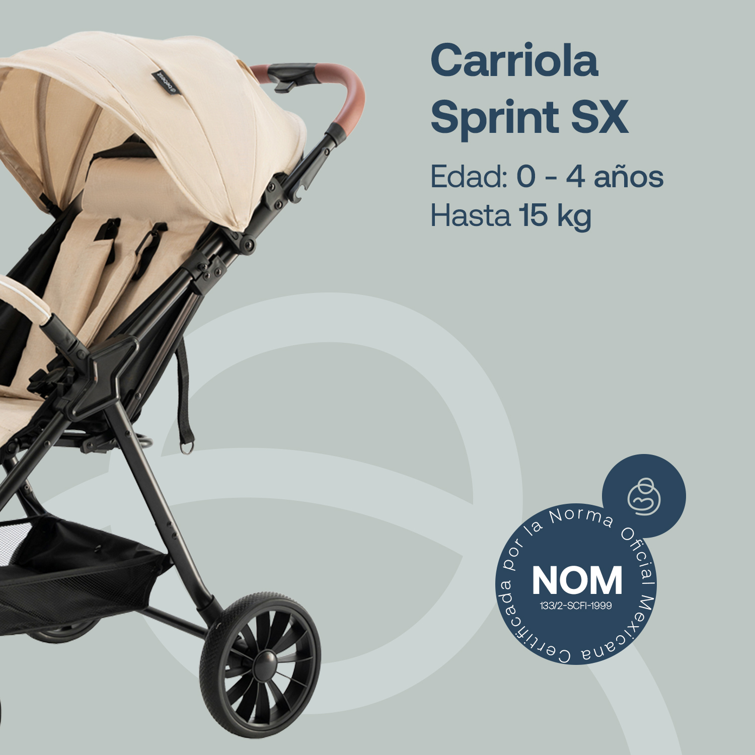 Foto 3 pulgar | Carriola Bebesit Sprint Carriola De Baston Plegable Paseo Color Beige