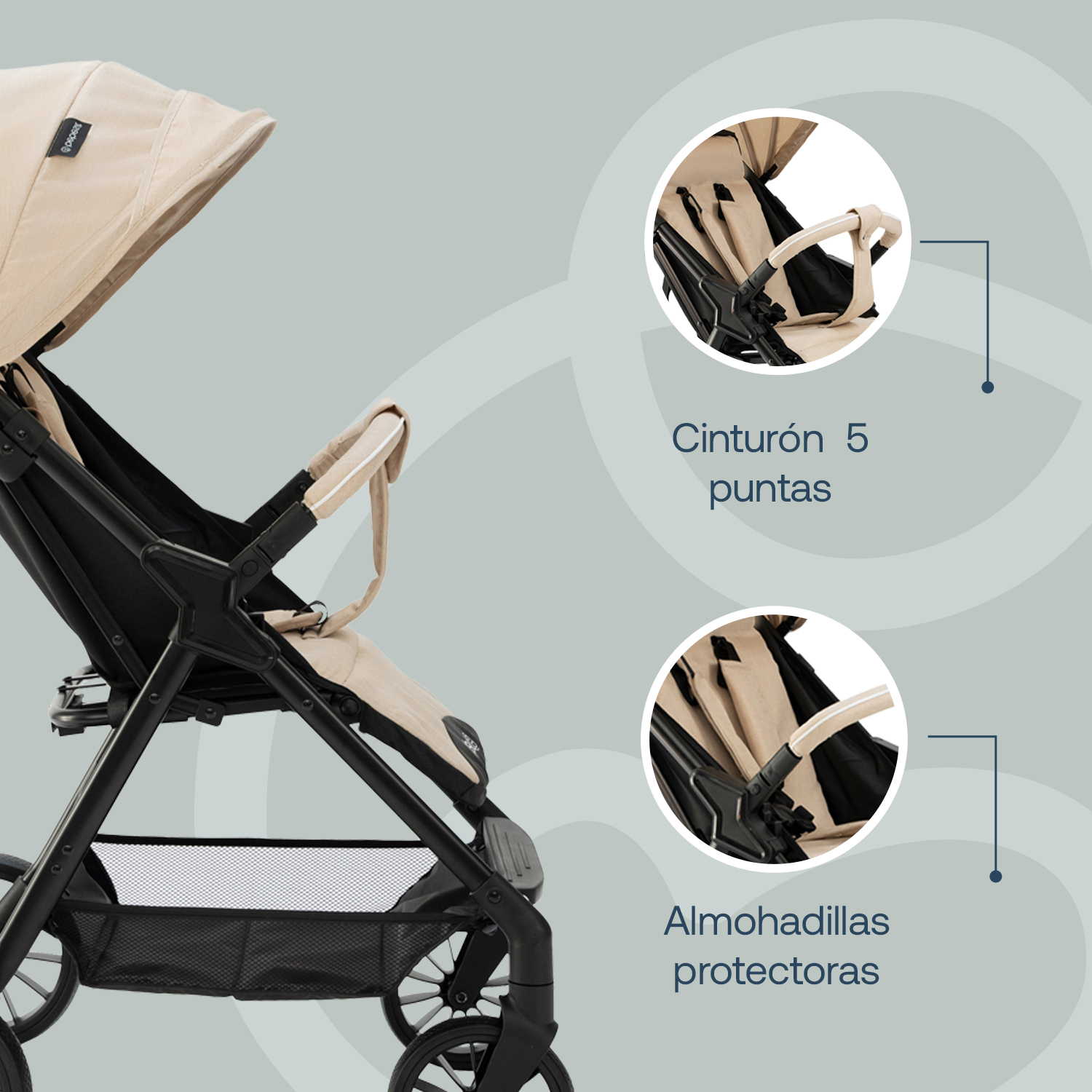 Foto 4 pulgar | Carriola Bebesit Sprint Carriola De Baston Plegable Paseo Color Beige