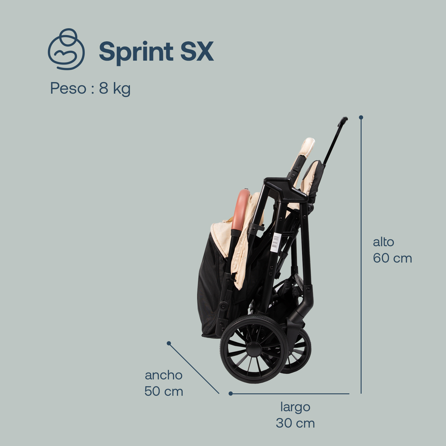 Foto 8 pulgar | Carriola Bebesit Sprint Carriola De Baston Plegable Paseo Color Beige