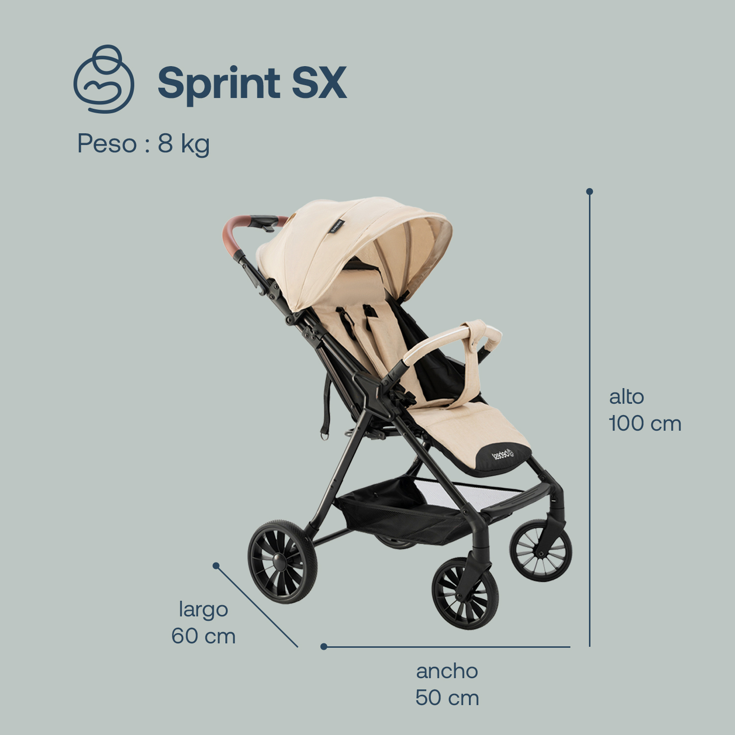 Foto 9 pulgar | Carriola Bebesit Sprint Carriola De Baston Plegable Paseo Color Beige