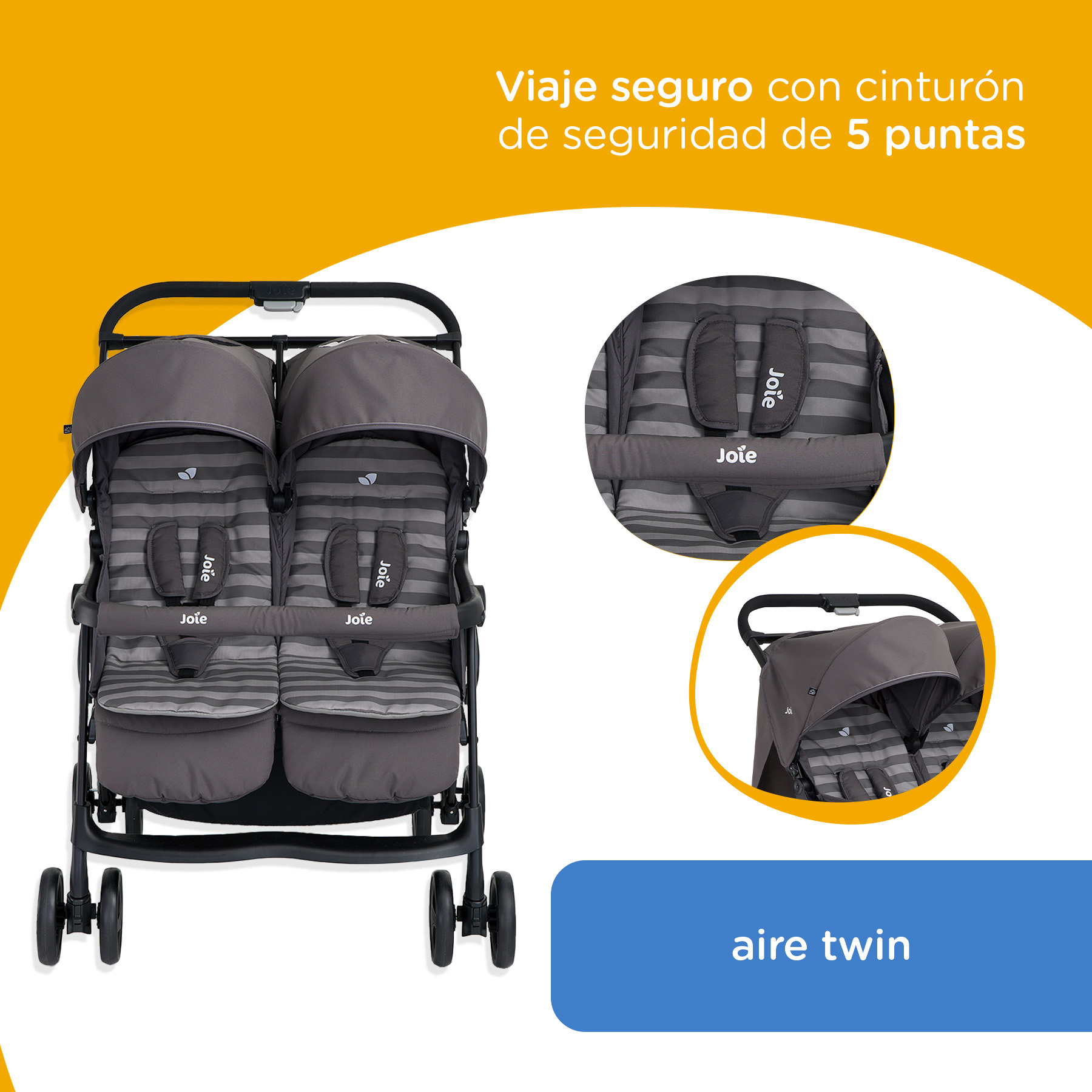 Foto 2 | Carriola Doble para Gemelos Joie Plegable Gris