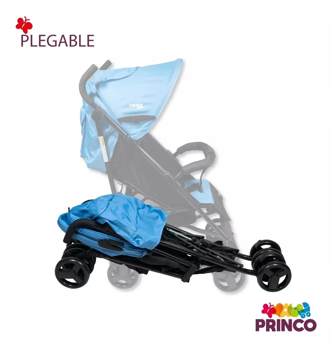 Foto 5 | Carriola de Bastón para Bebé Trendy Kids Cross Azul Reclinable