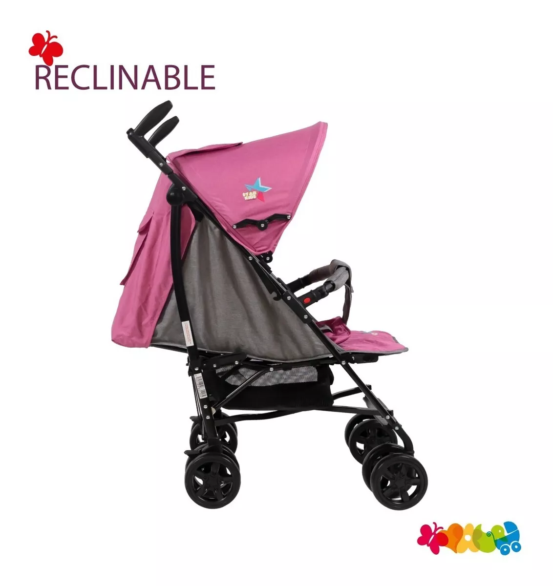 Foto 3 pulgar | Carriola Starkids Rosa Reclinable para Bebé