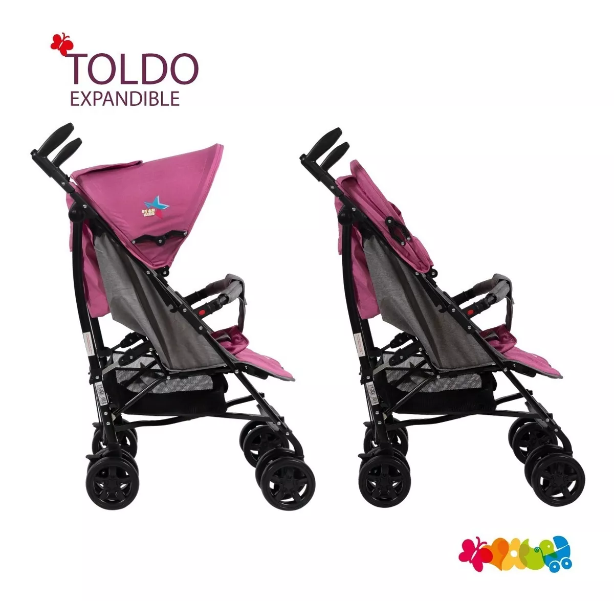 Foto 4 pulgar | Carriola Starkids Rosa Reclinable para Bebé