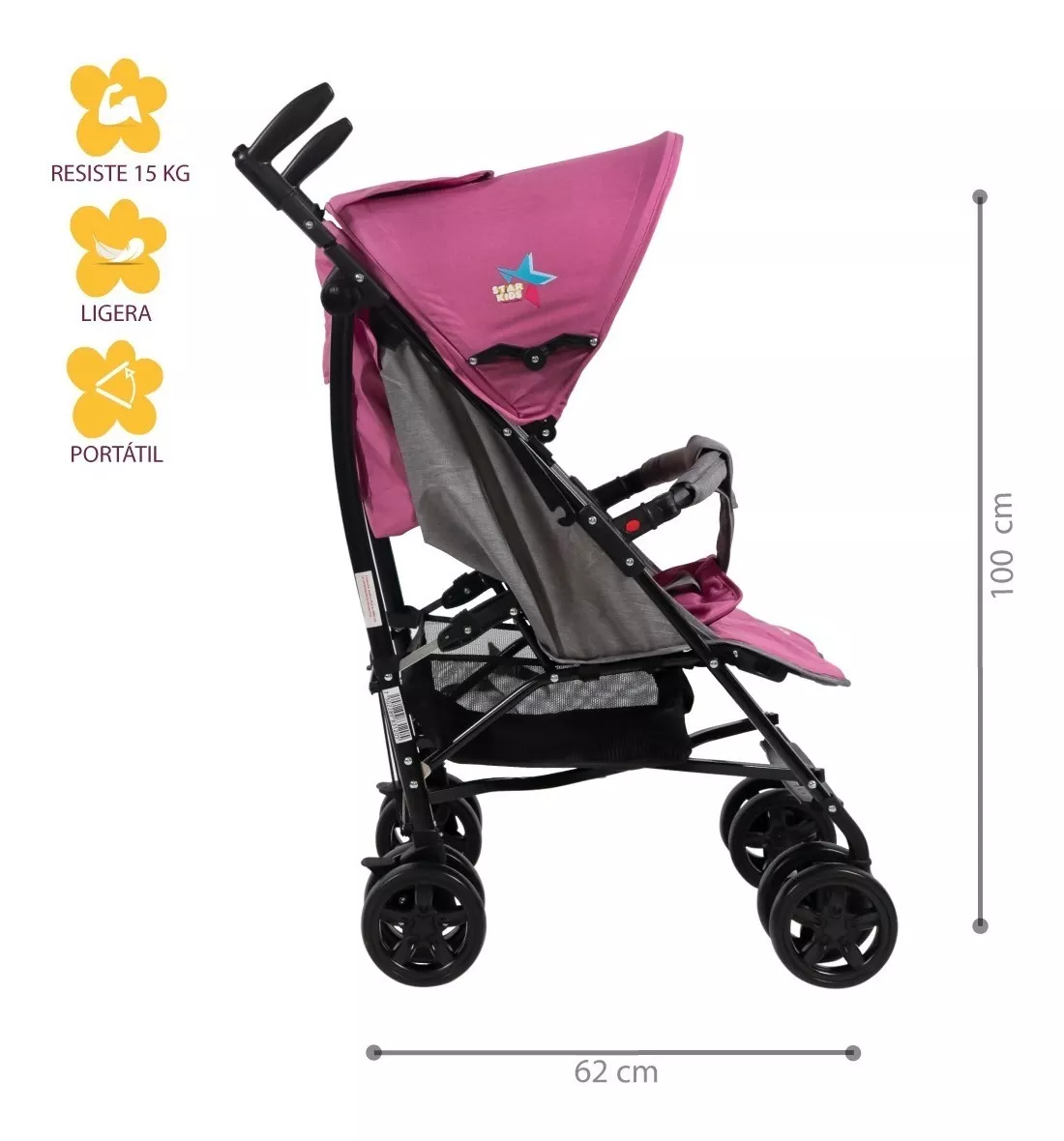 Foto 8 | Carriola Starkids Rosa Reclinable para Bebé