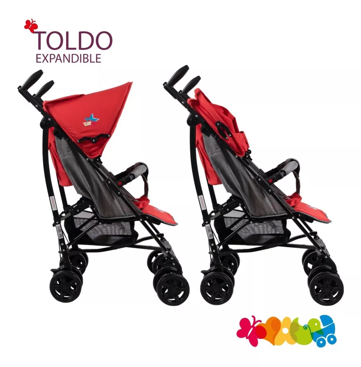 Foto 4 pulgar | Carriola Starkids Roja Reclinable para Bebé