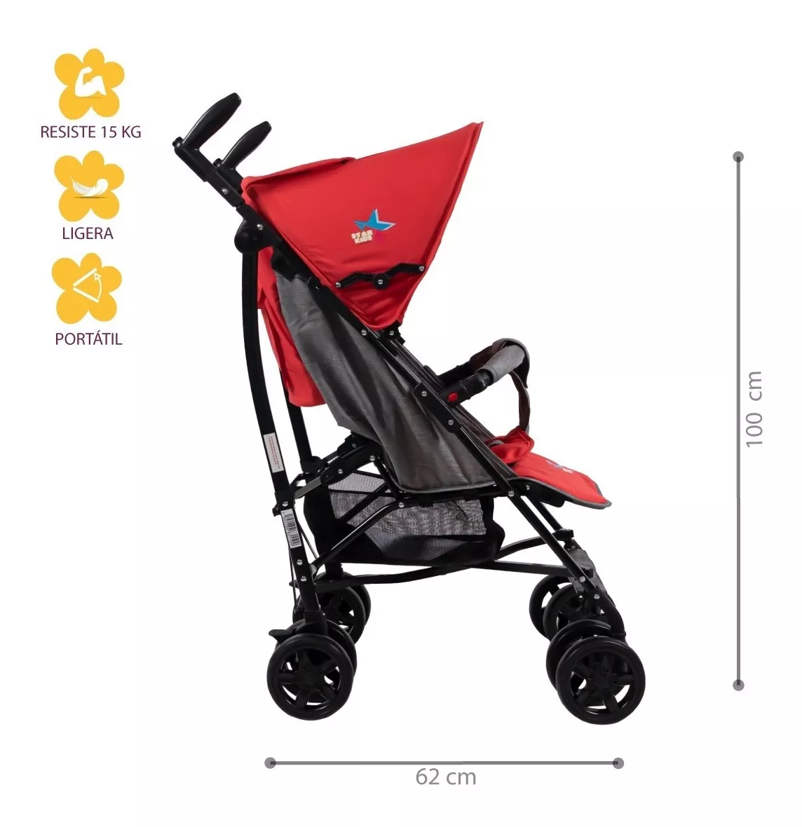 Foto 8 | Carriola Starkids Roja Reclinable para Bebé