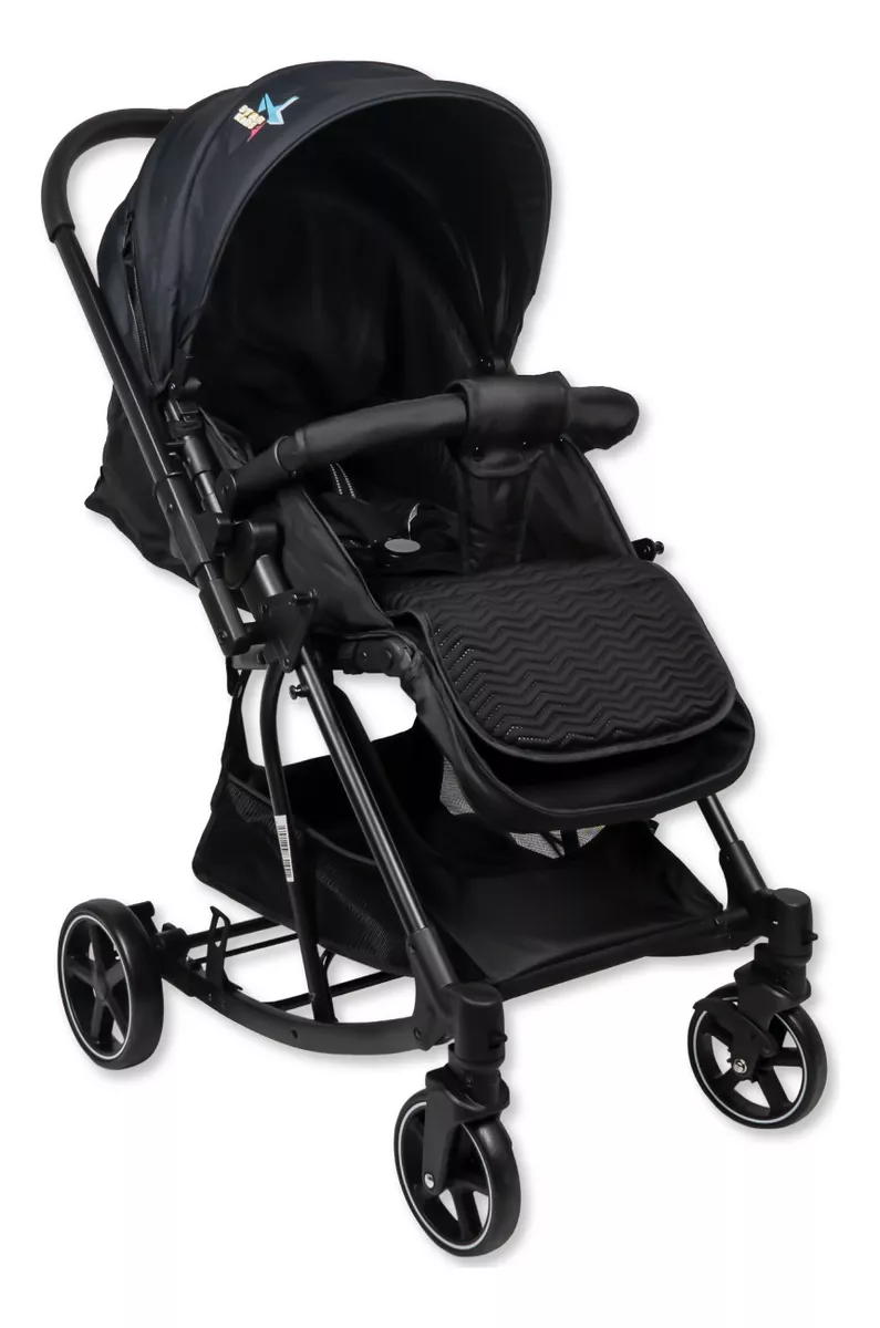 Foto 2 pulgar | Carriola para Bebé Starkids Naos Negra Convertible a Mecedora