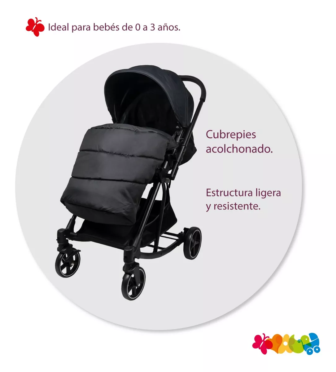 Foto 3 pulgar | Carriola para Bebé Starkids Naos Negra Convertible a Mecedora