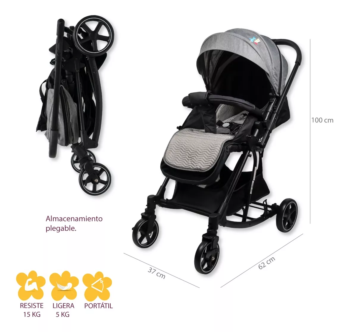 Foto 6 pulgar | Carriola para Bebé Starkids Naos Convertible a Mecedora