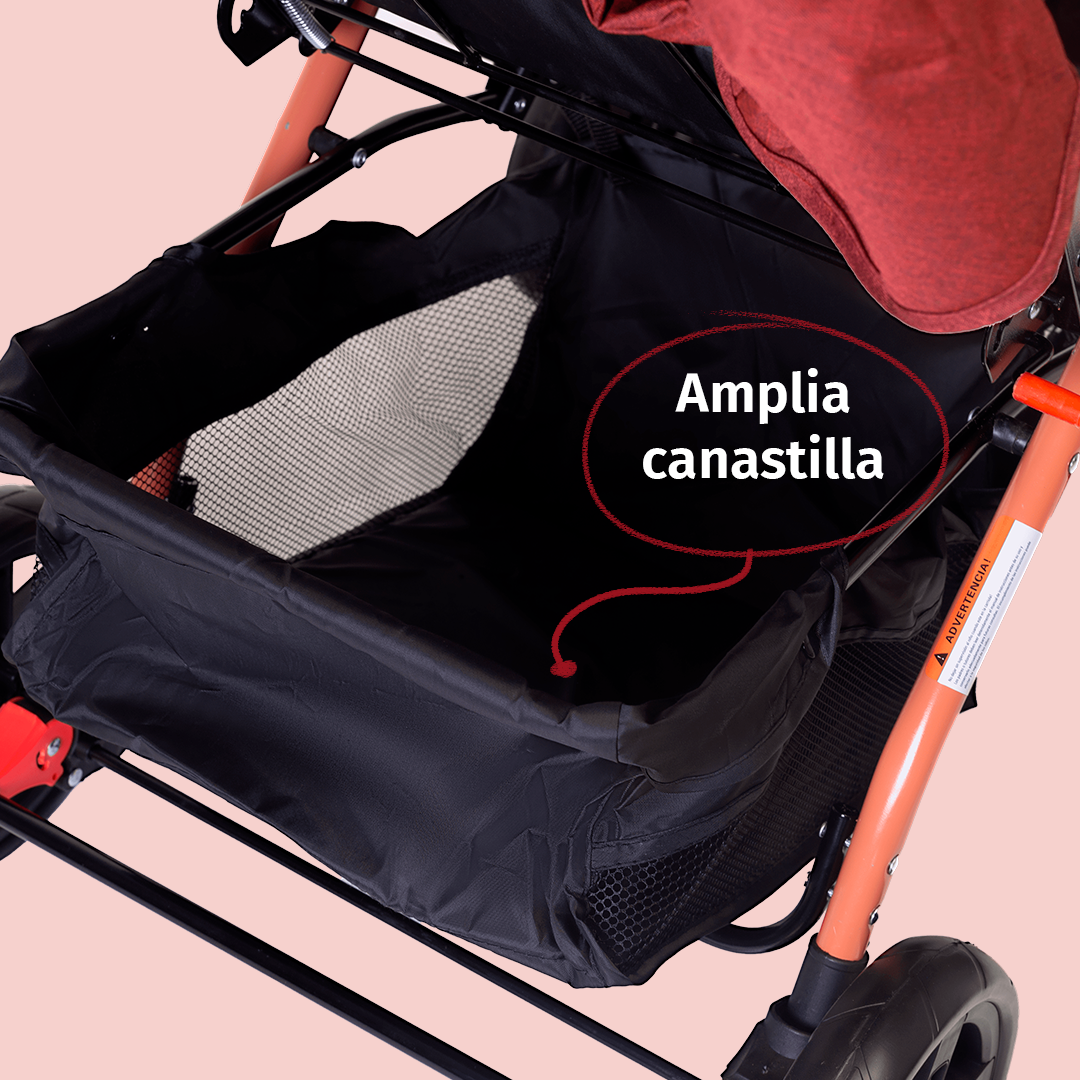 Foto 8 pulgar | Carriola Starkids Linx Rojo Reversible Mosquitero Reclinable