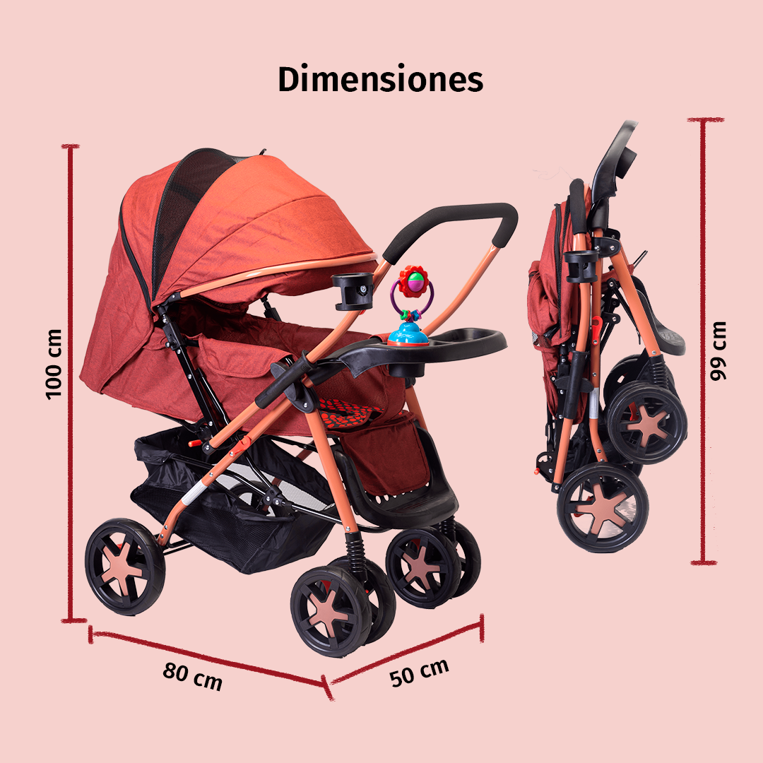 Foto 8 | Carriola Starkids Linx Rojo Reversible Mosquitero Reclinable