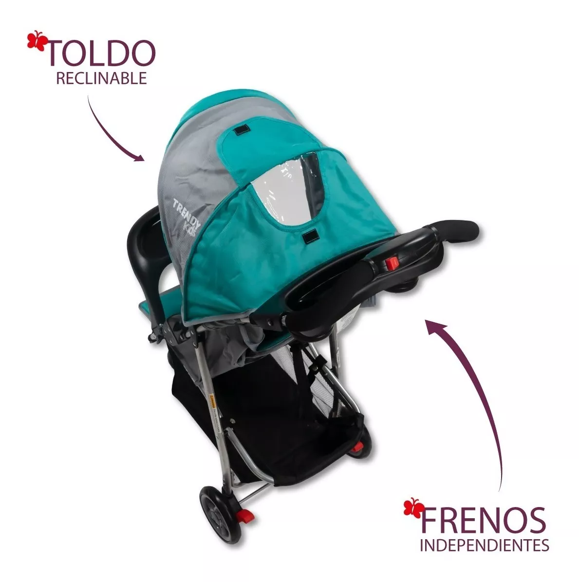 Foto 6 pulgar | Carriola Trendy Kids Jet Azul Reclinable con Canastilla