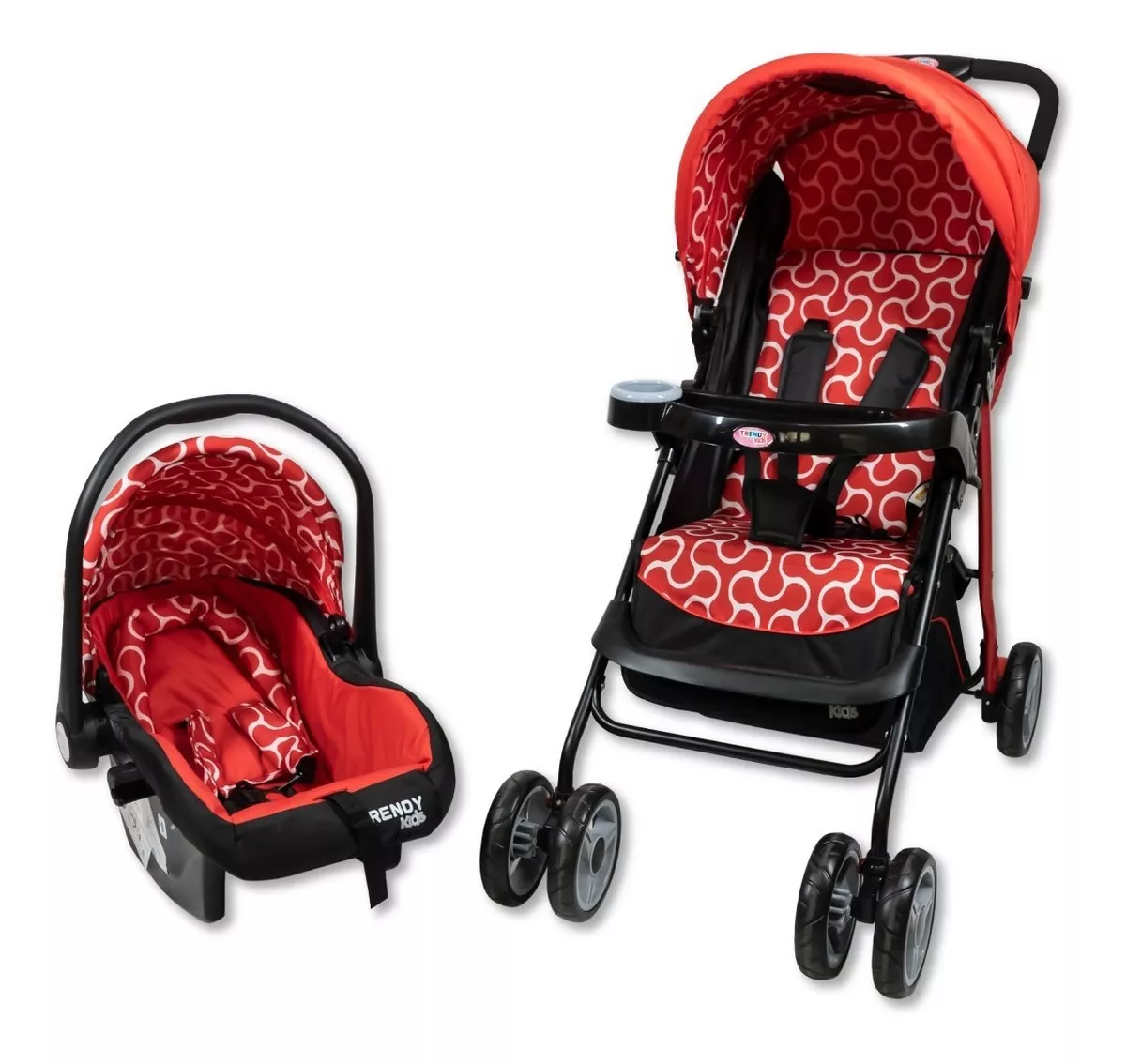 Foto 2 pulgar | Carriola Maxy Reclinable + Portabebés con Cubrepiés Trendy Kids Rojas