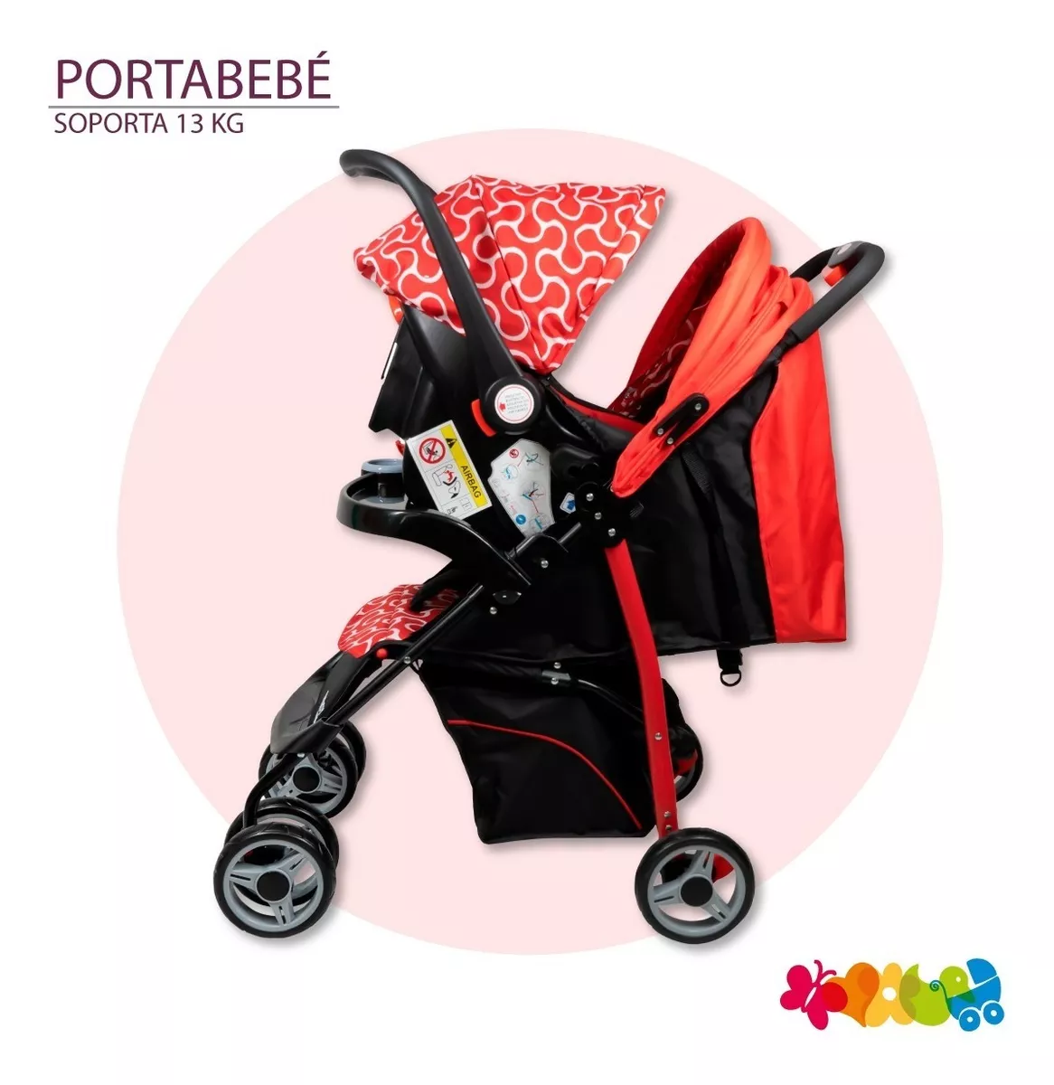 Foto 3 pulgar | Carriola Maxy Reclinable + Portabebés con Cubrepiés Trendy Kids Rojas