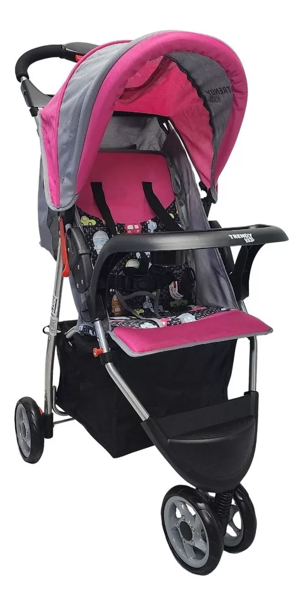 Foto 2 pulgar | Carriola Trendy Kids Jet Rosa Reclinable con Canastilla