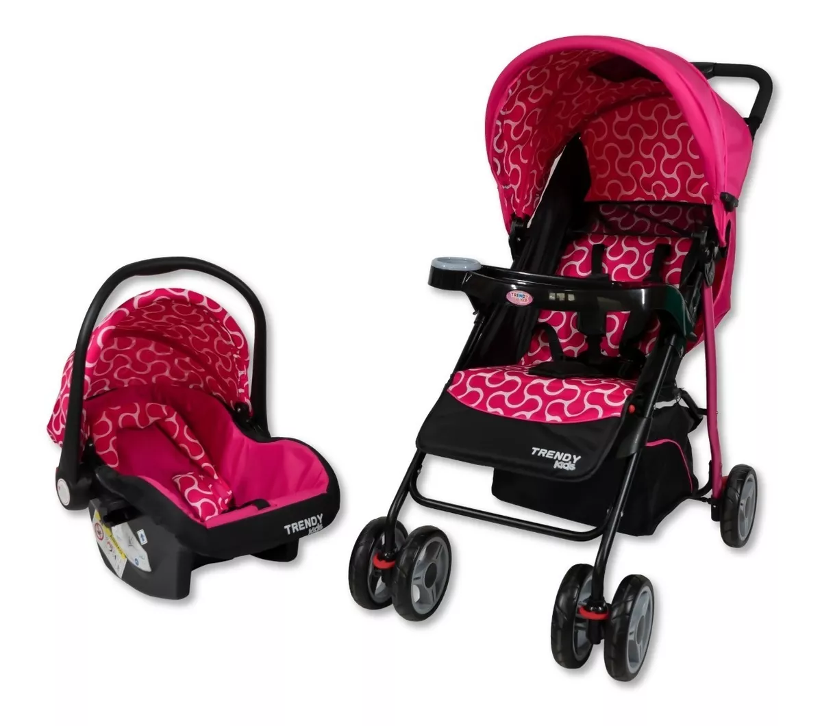 Carriola Maxy Reclinable + Portabebés con Cubrepiés Trendy Kids Rosas