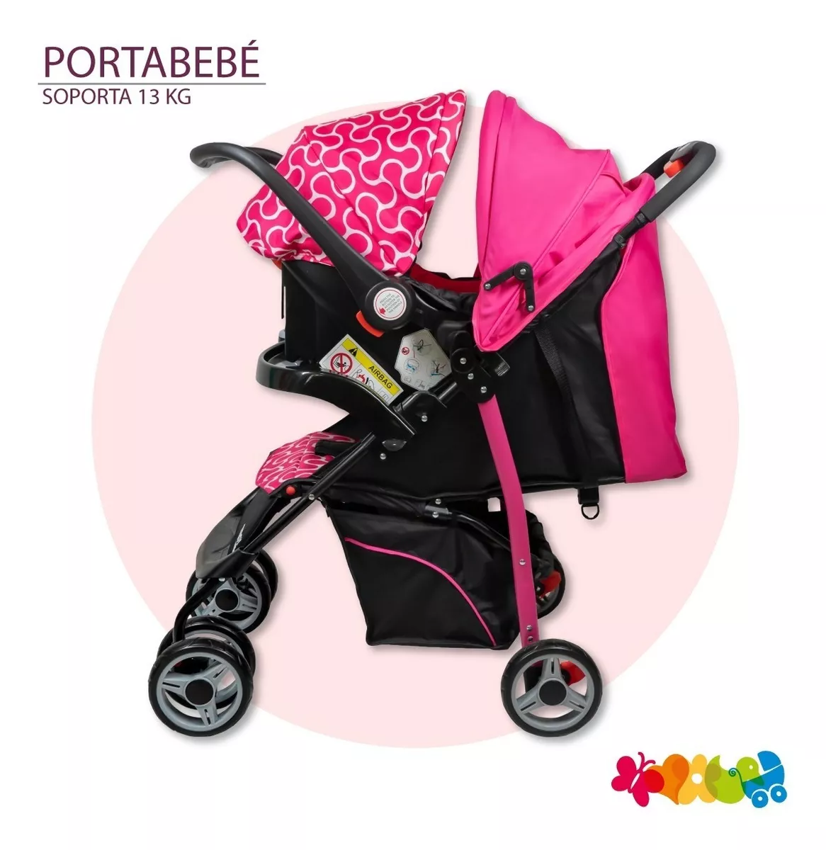 Foto 3 pulgar | Carriola Maxy Reclinable + Portabebés con Cubrepiés Trendy Kids Rosas