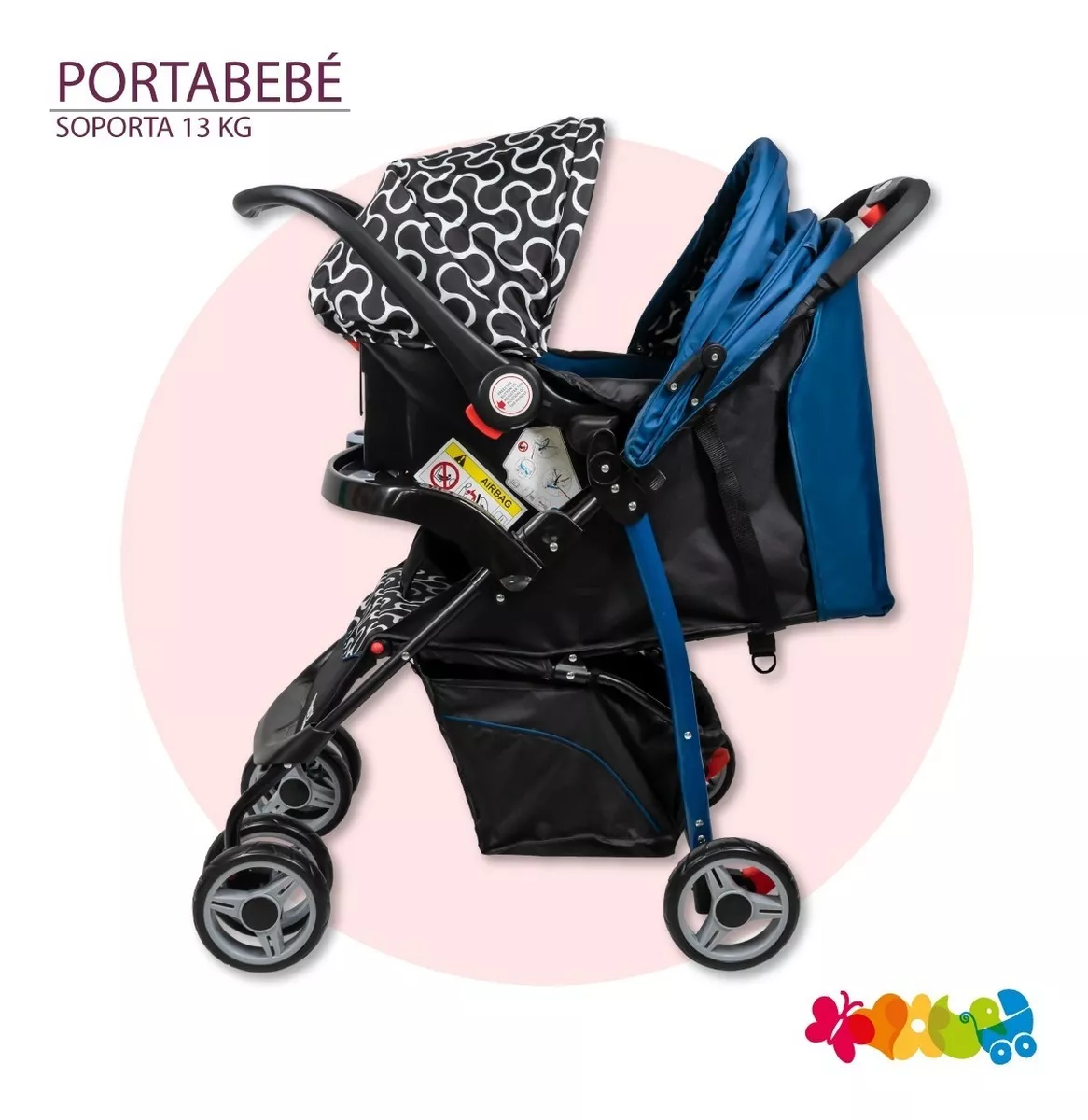 Foto 2 | Carriola Maxy Reclinable + Portabebés con Cubrepiés Trendy Kids Azul