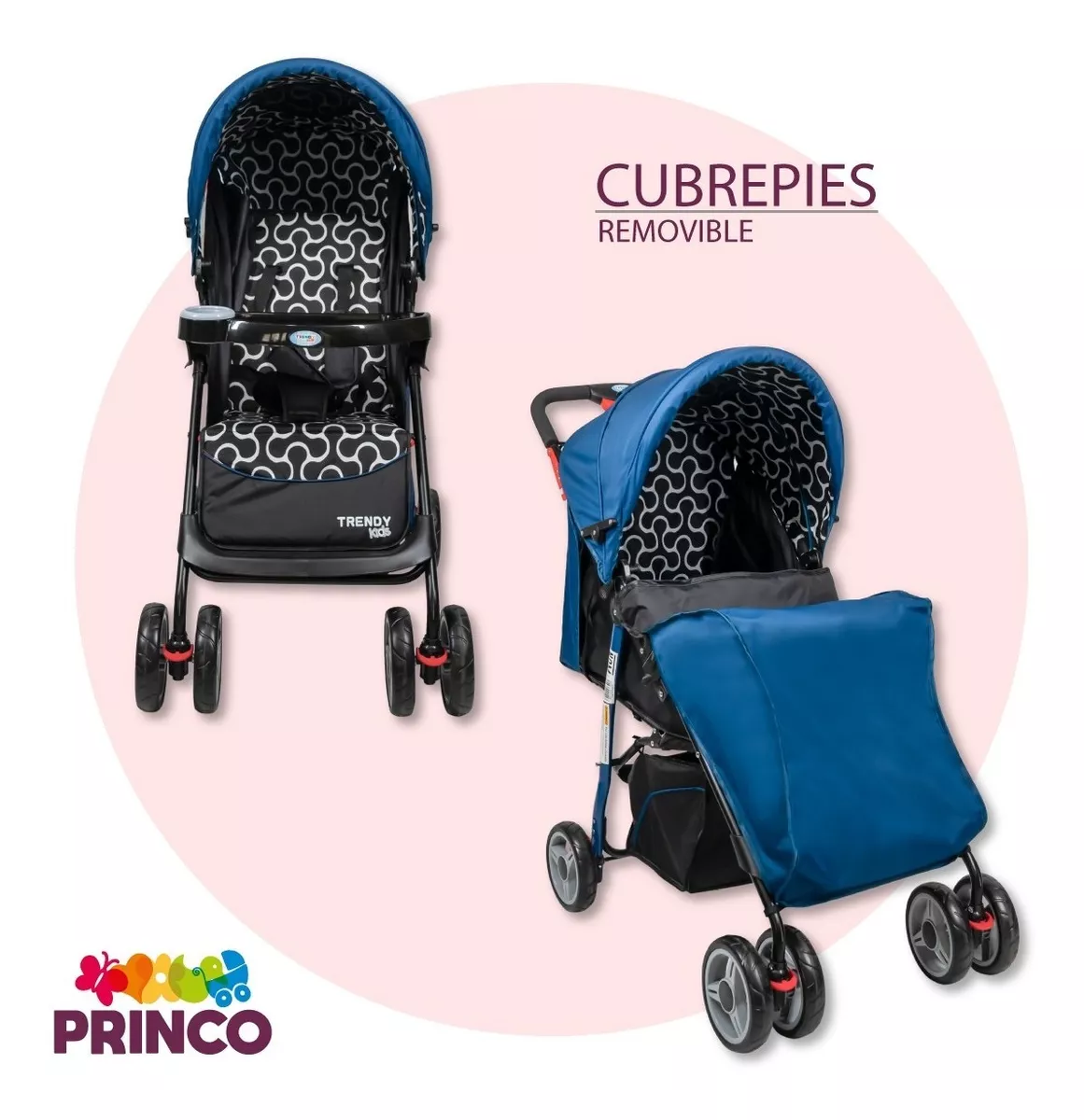 Foto 5 pulgar | Carriola Maxy Reclinable + Portabebés con Cubrepiés Trendy Kids Azul