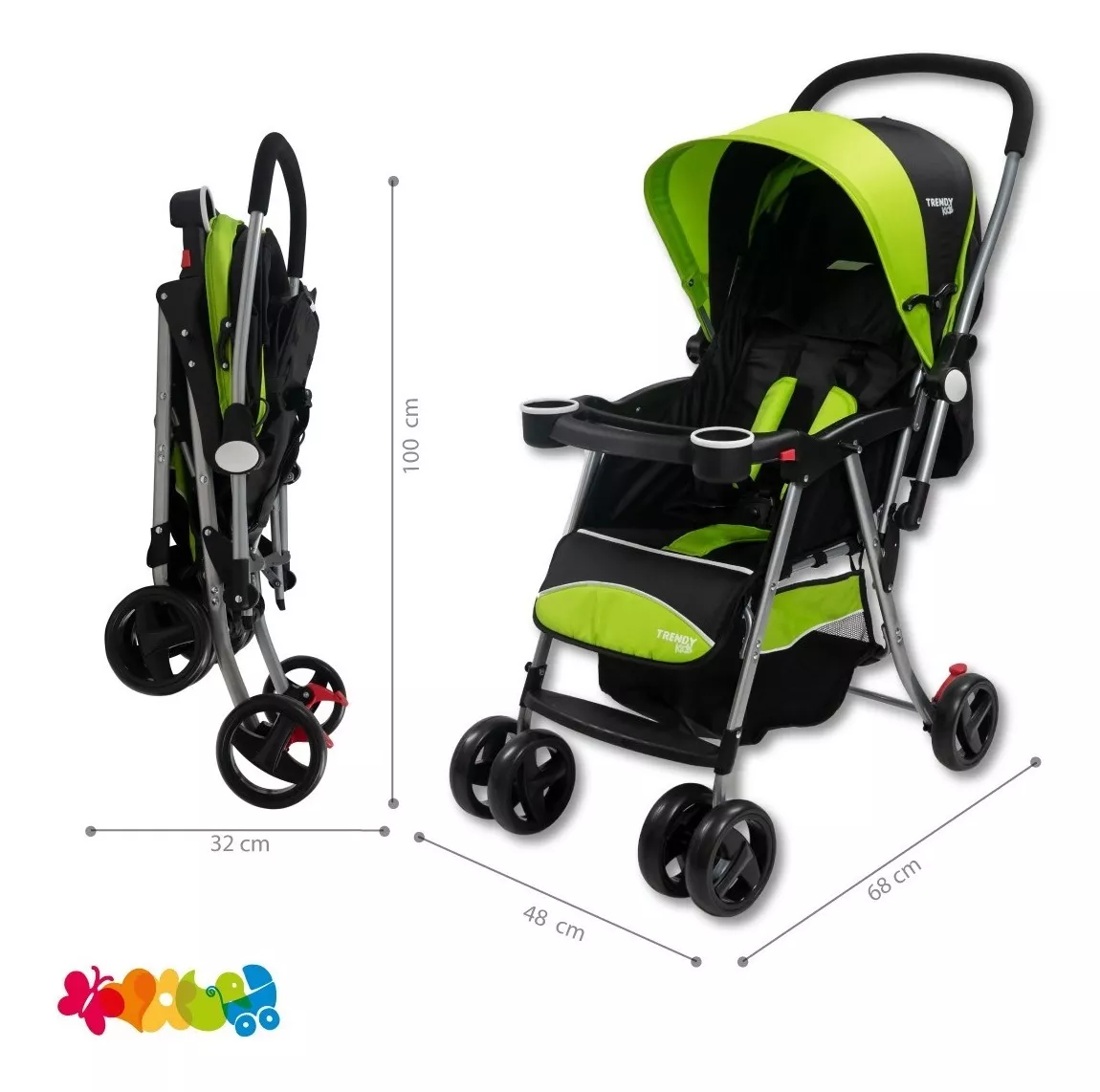 Foto 4 pulgar | Carriola Trendy Kids Negra Reversible