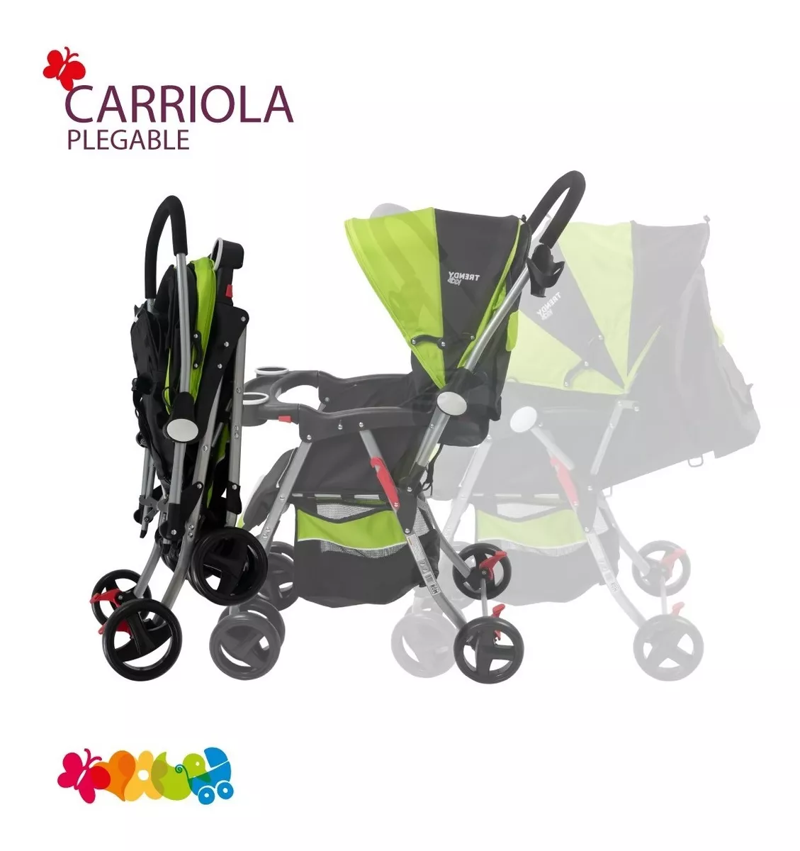 Foto 6 pulgar | Carriola Trendy Kids Negra Reversible